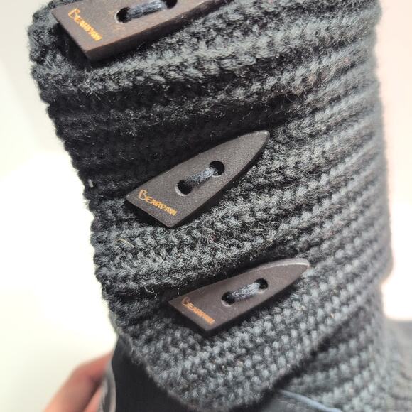 Bearpaw Black Knit Fold Over Button Up Sweater Boots Womens Size 9 - Picture 2 of 8